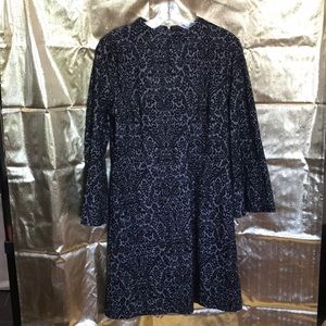 Loft dress. Long bell sleeve and high neck.